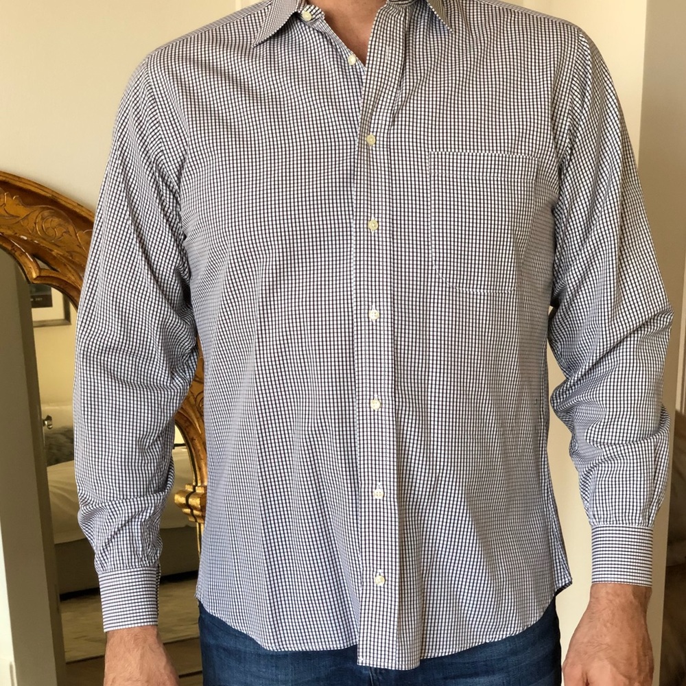 Burberry black and white check shirt. Size 16L